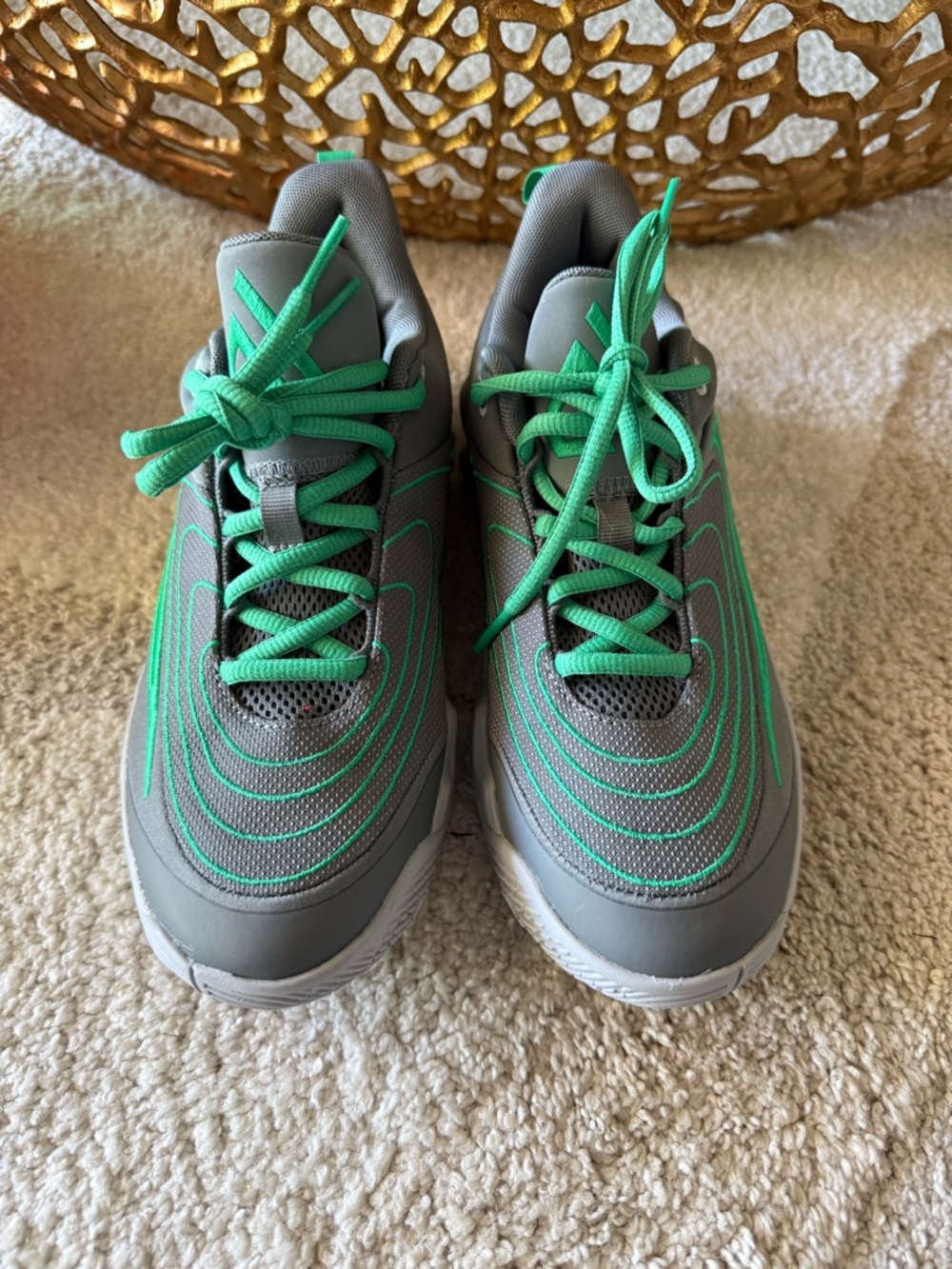 Nike Gray Athletic Sneakers with Green Accents